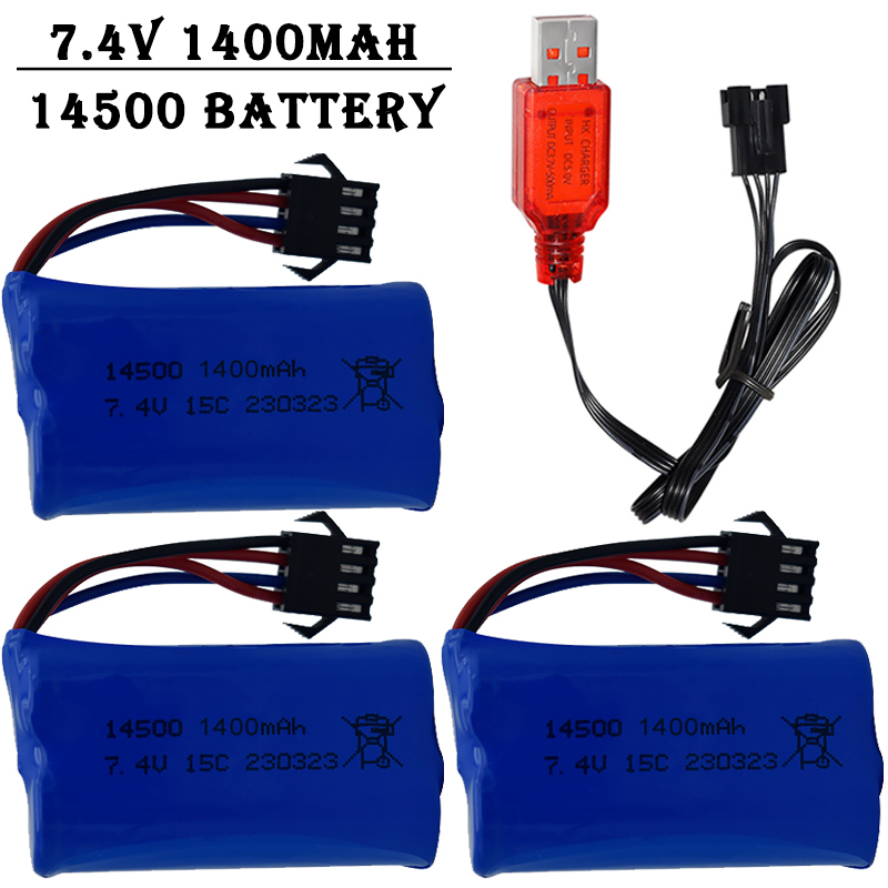 Drone Battery Li-Ion - Baterai Lithium-Ion 7.4V 1400MAh 14500/dengan Steker