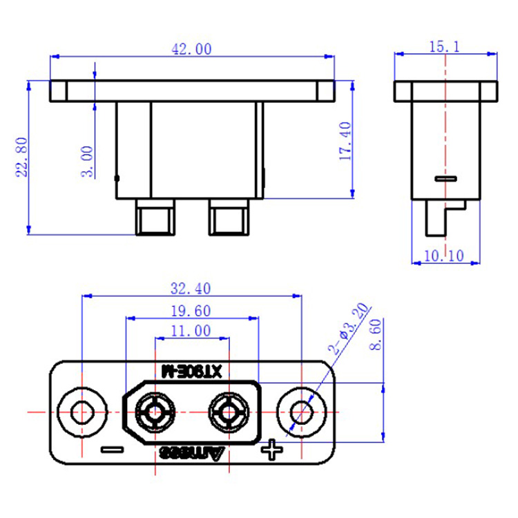 Drone Battery Connector - 30PCSAmass Black XT90E-M Panel Mount Connectors