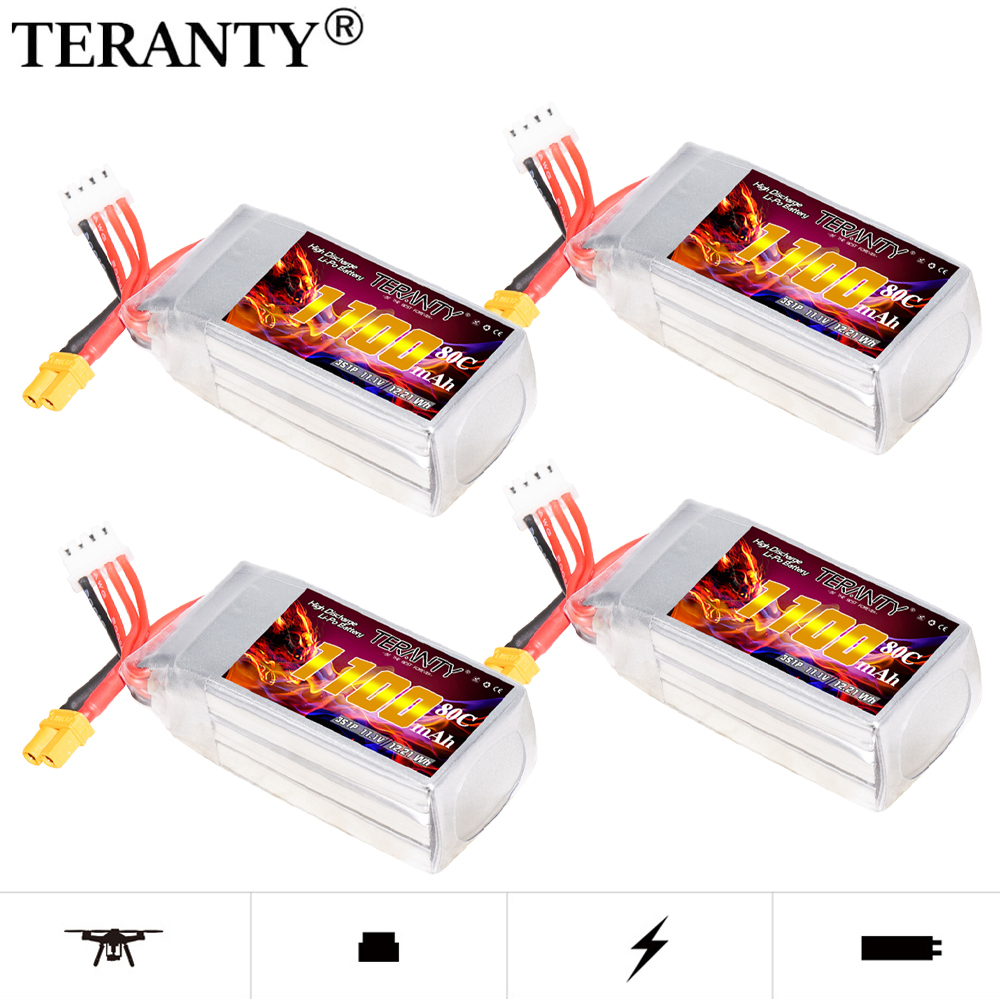 Drone Battery 3S - TERANTY 3S 11.1V 1100MAh 80C/160C Baterai