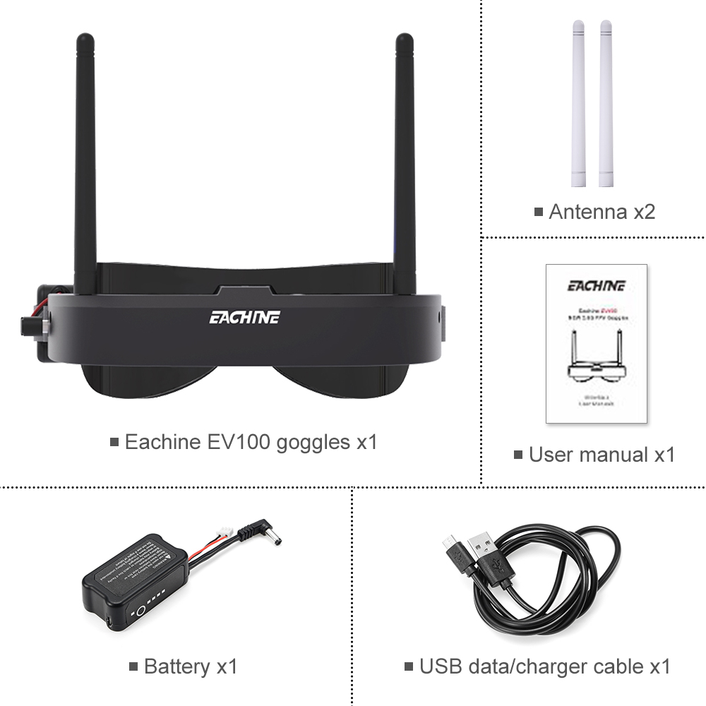 Eachine kacamata FPV EV100, ca - Drone Battery Case ulasan dan harga