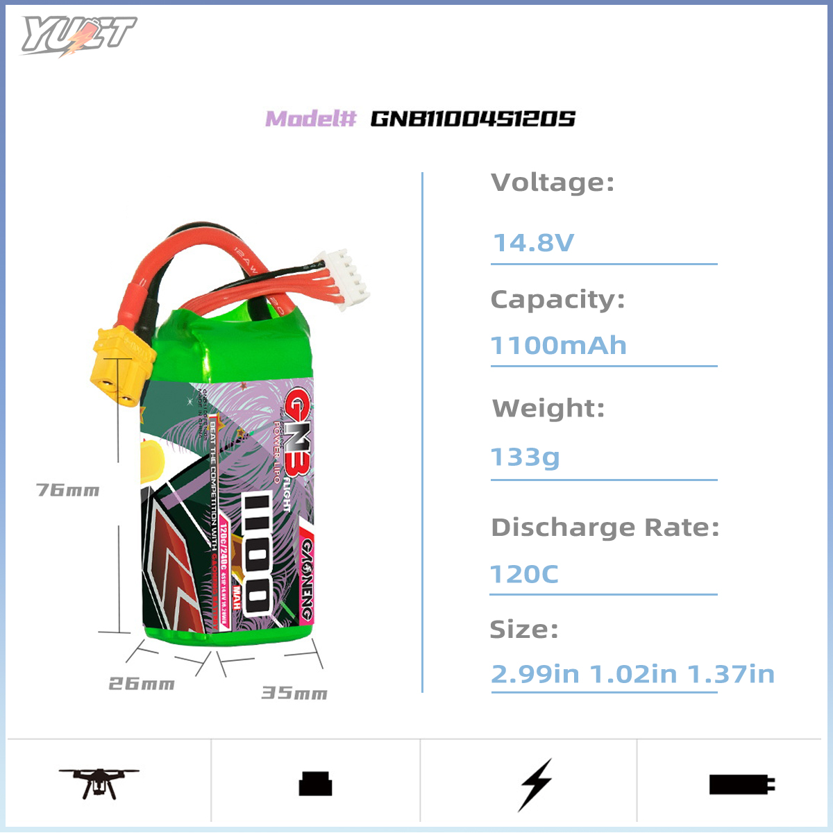 Baterai LiPo YUCT GNB 6S 22.2V - Drone Battery 6S ulasan dan harga