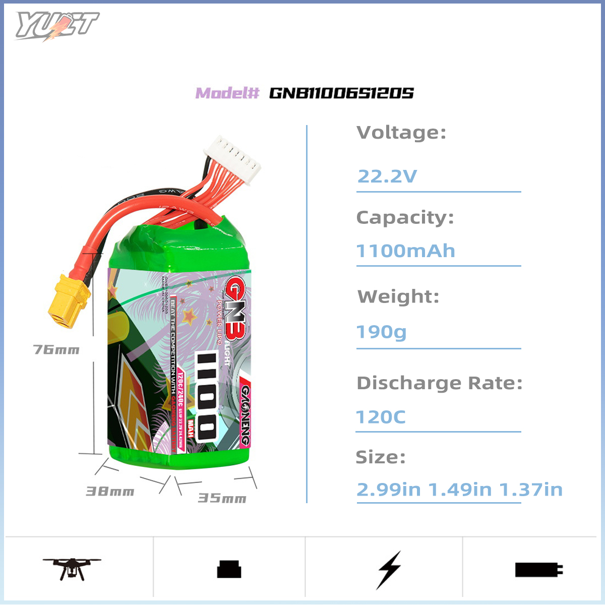 Baterai LiPo YUCT GNB 6S 22.2V - Drone Battery 6S ulasan dan harga