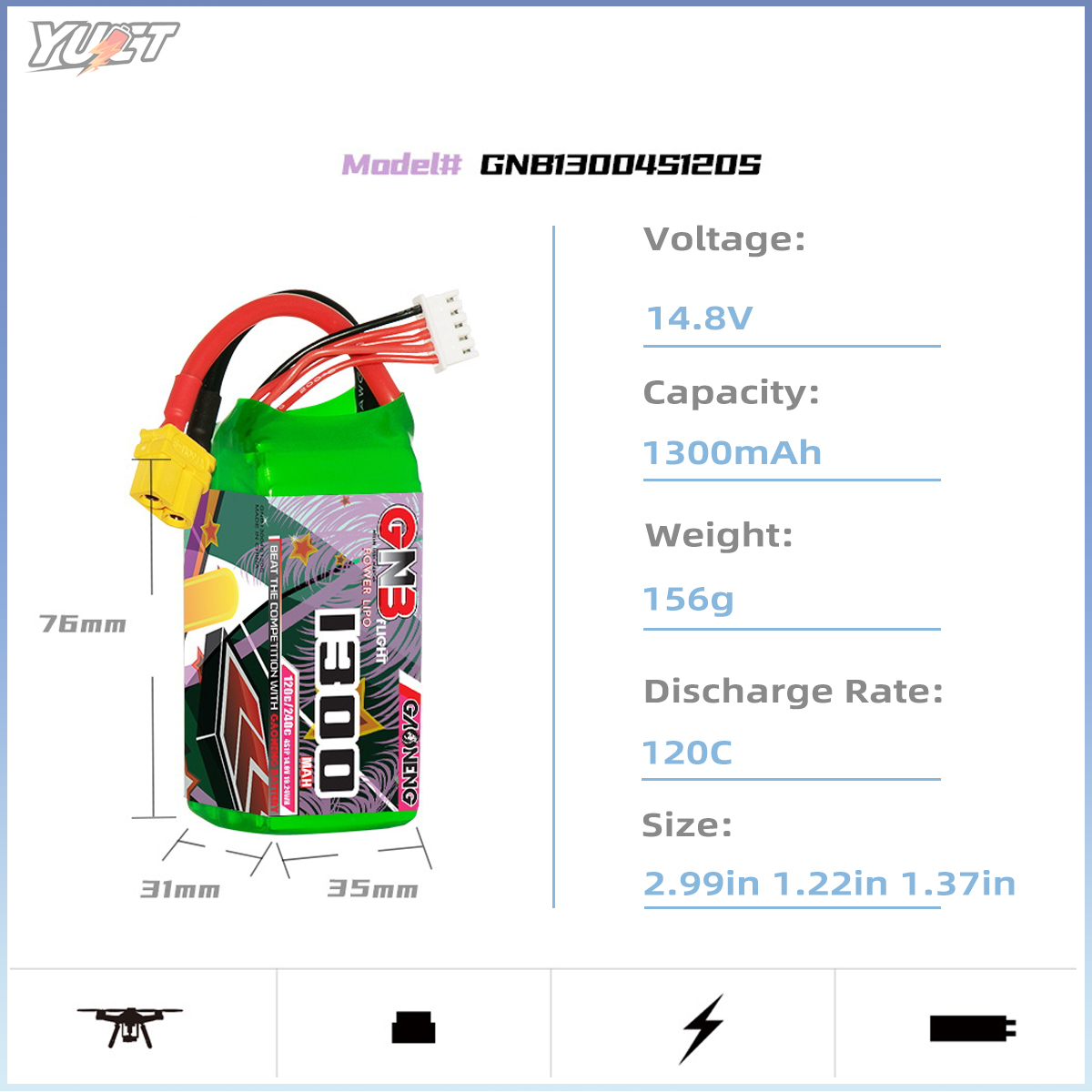 Baterai LiPo YUCT GNB 6S 22.2V - Drone Battery 6S ulasan dan harga
