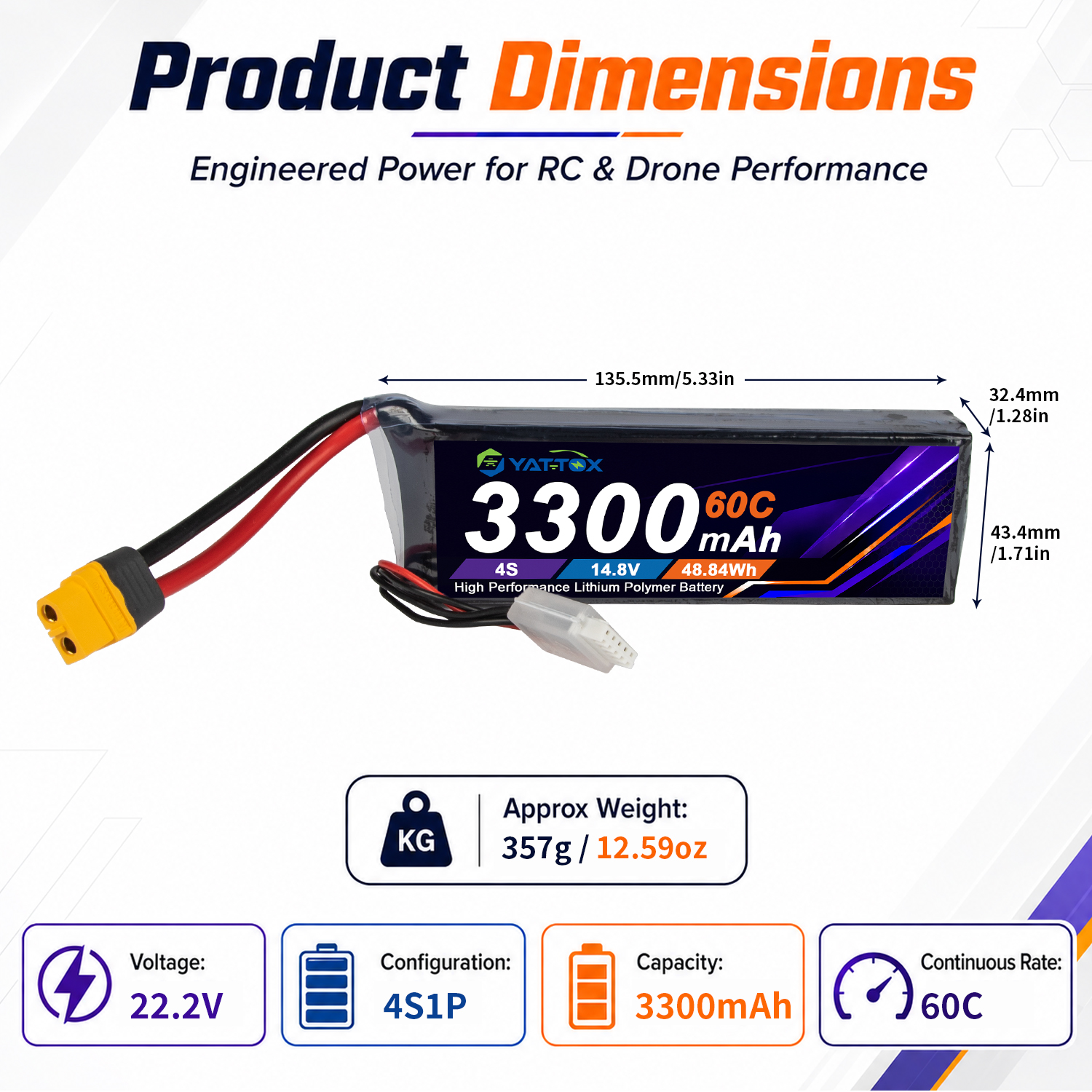 Baterai LiPo Yattox 4S 3300mAh - Drone Battery 4S ulasan dan harga